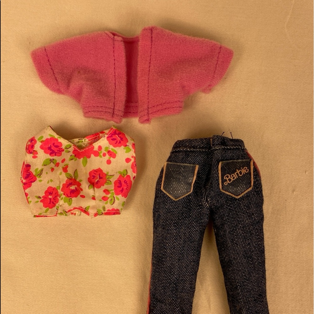 Barbie Doll Jeans, Floral Top, & Fleece Shawl